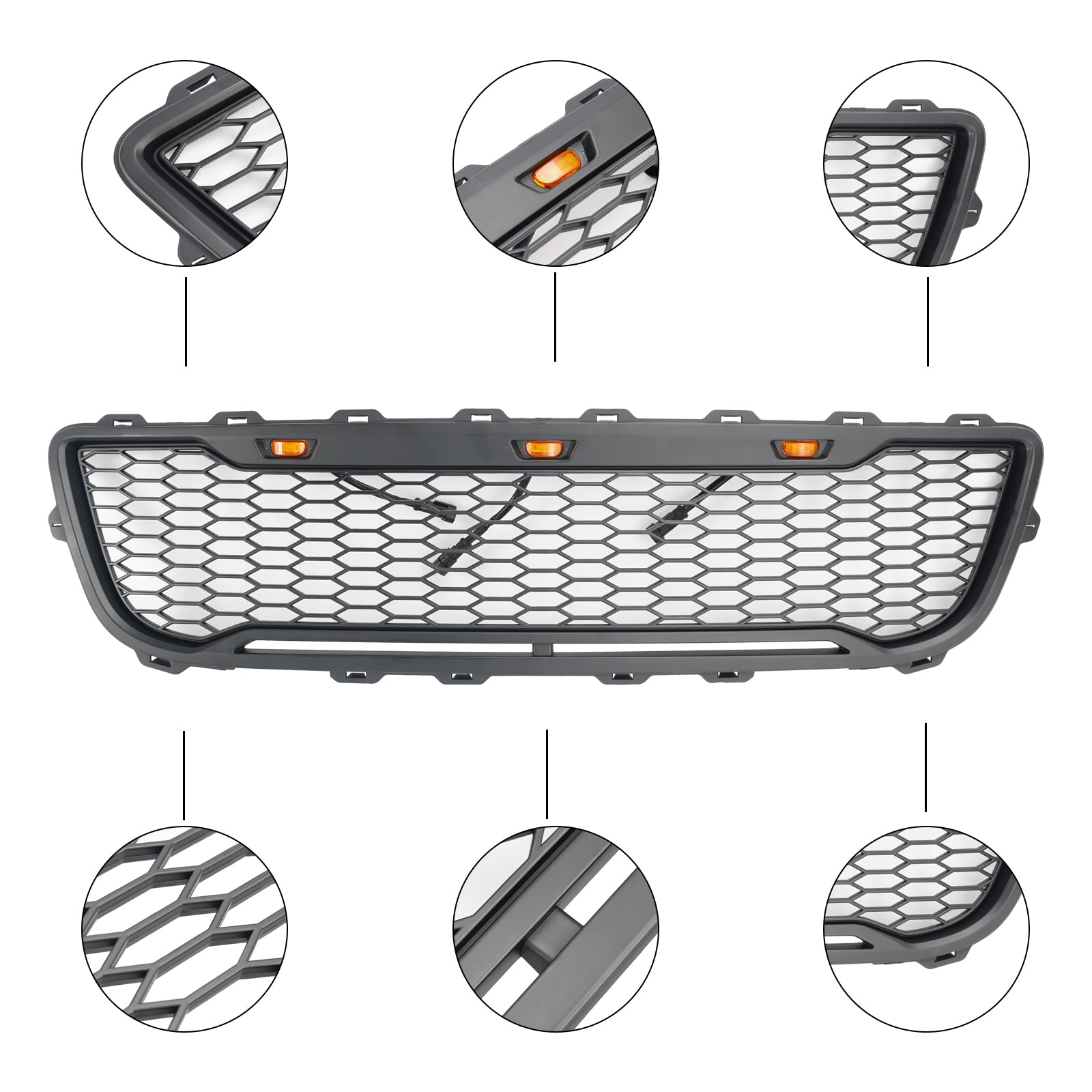 Ford F150 1999-2003 Matte Black Front Honeycomb Bumper Grill W/LED