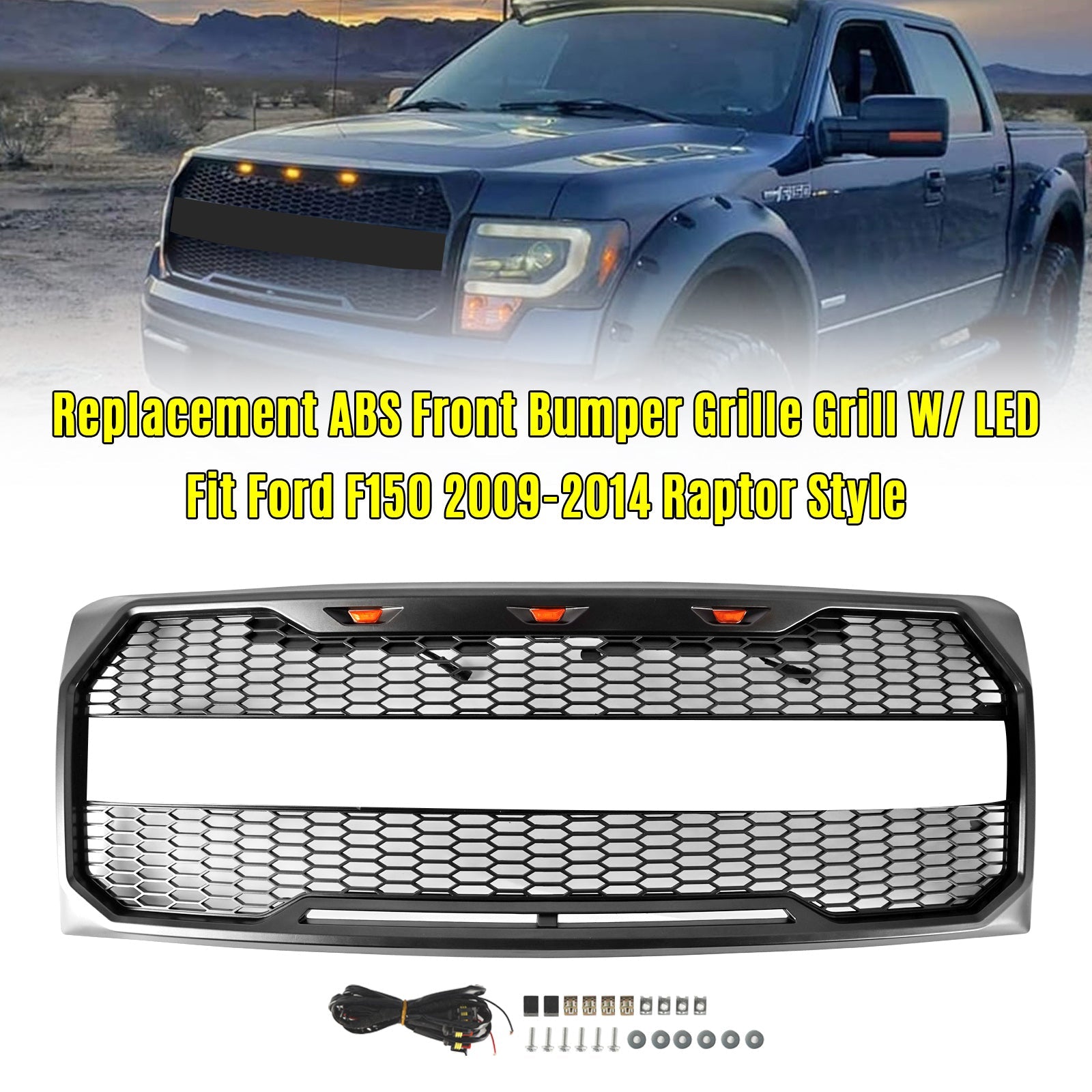 2009-2014 Ford F150 Raptor Style Raptor Style Front Bumper Grille Grill