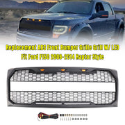2009-2014 F150 Ford Black Raptor Style Front Bumper Grille Grill With LED