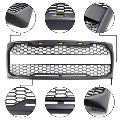 2009-2014 Ford F150 Black Raptor Style Front Bumper Grille Grill With LED