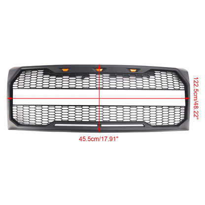 2009-2014 F150 Ford Black Raptor Style Front Bumper Grille Grill With LED