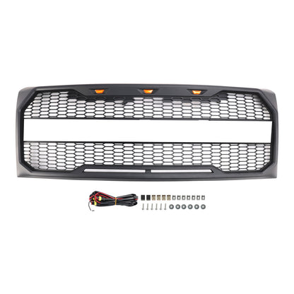 2009-2014 F150 Ford Black Raptor Style Front Bumper Grille Grill With LED