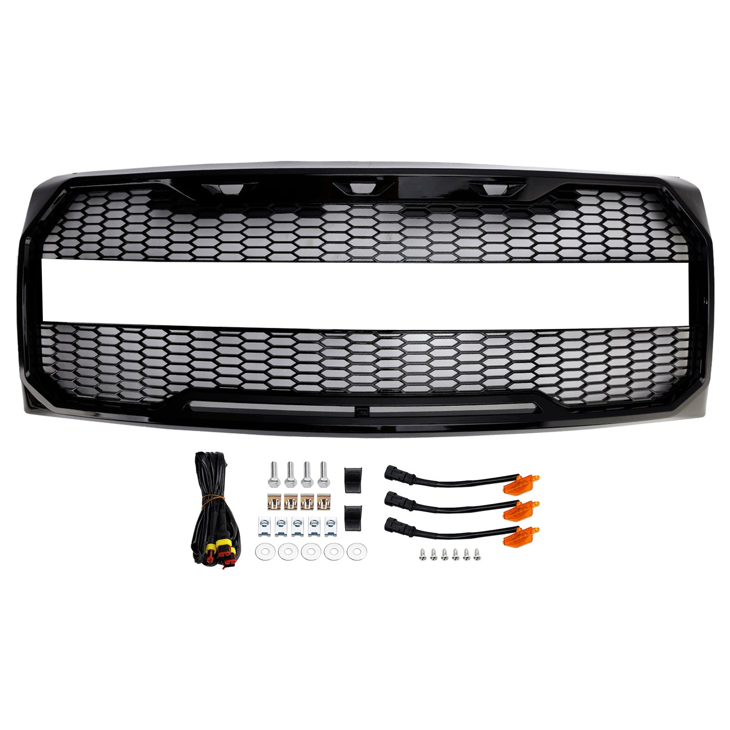 2009-2014 Ford F150 Gloss Black Raptor Style Front Bumper Grille Grill Generic