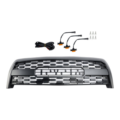 2003-2006 Toyota Tundra TRD PRO Style Front Bumper Grill Replacement Matte Black Grille W/ LED