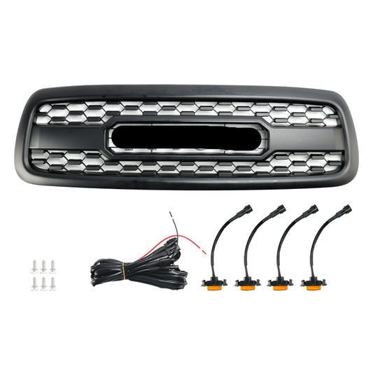 2001-2004 Toyota Sequoia Matte Black Front Bumper Grill Grille W/ Led Light