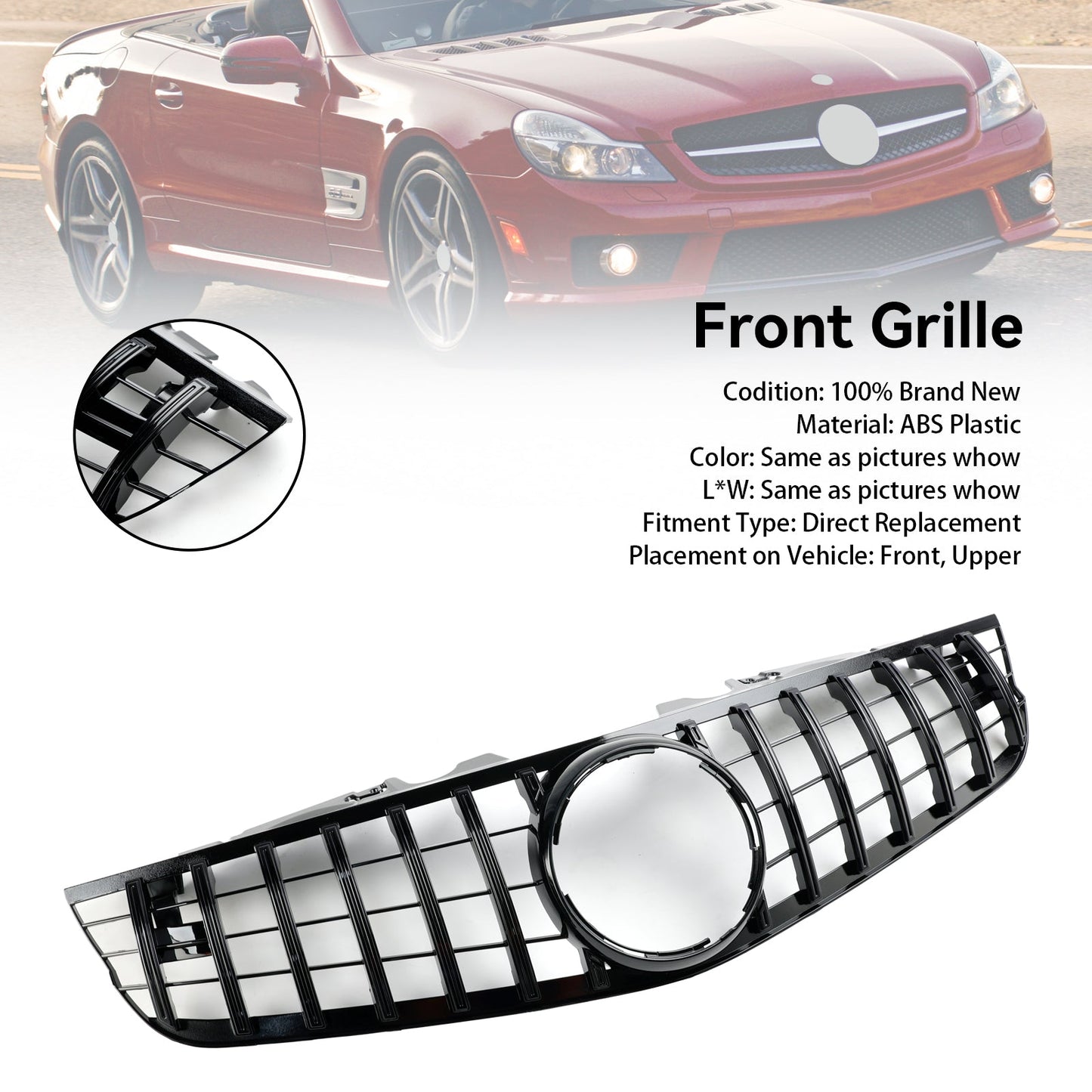 2009-2012 Mercedes-Benz SL-Class R230 SL550 SL600 Front Bumper Upper Grille