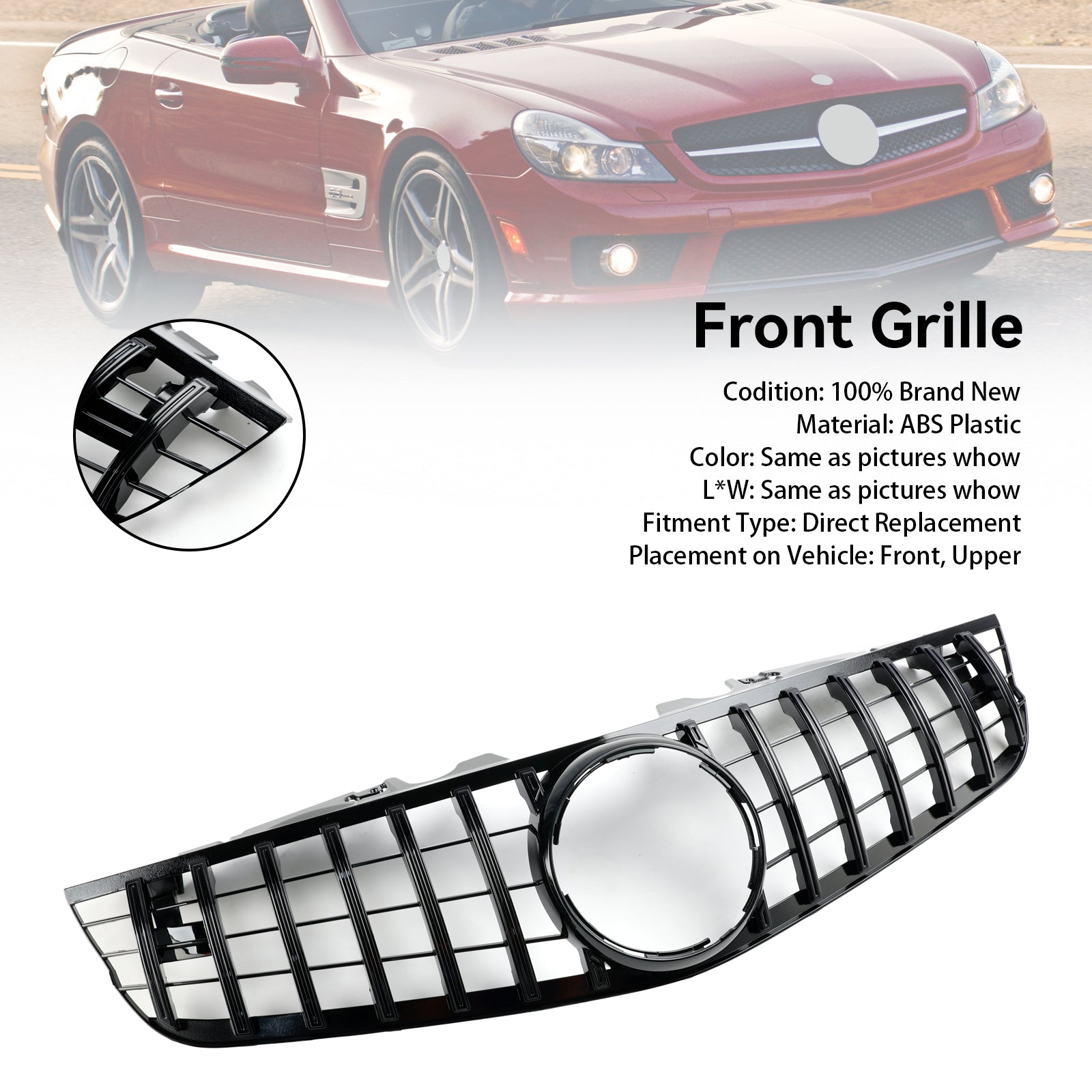 2009-2012 Mercedes-Benz SL-Class R230 SL550 SL600 Front Bumper Upper Grille