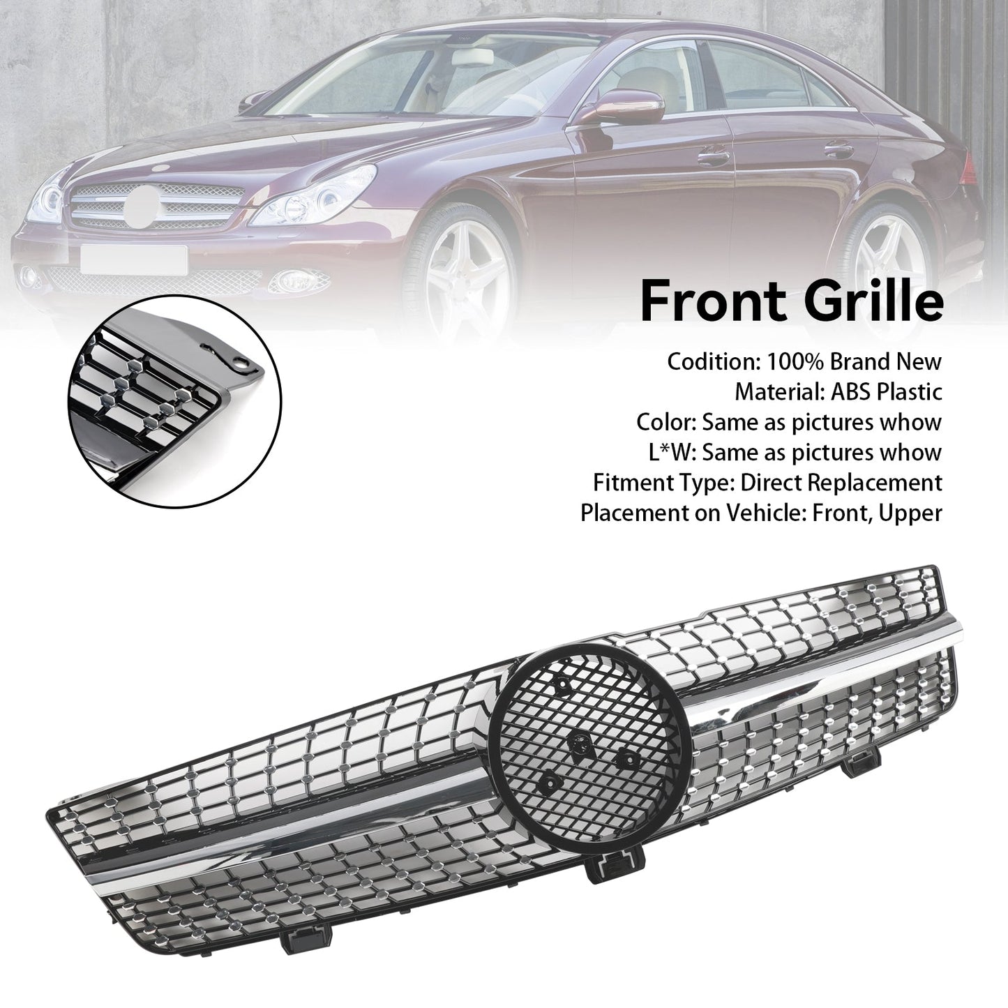 2008-2010 Mercedes-Benz CLS-Class W219 C219 Diamond Front Radiator Grille