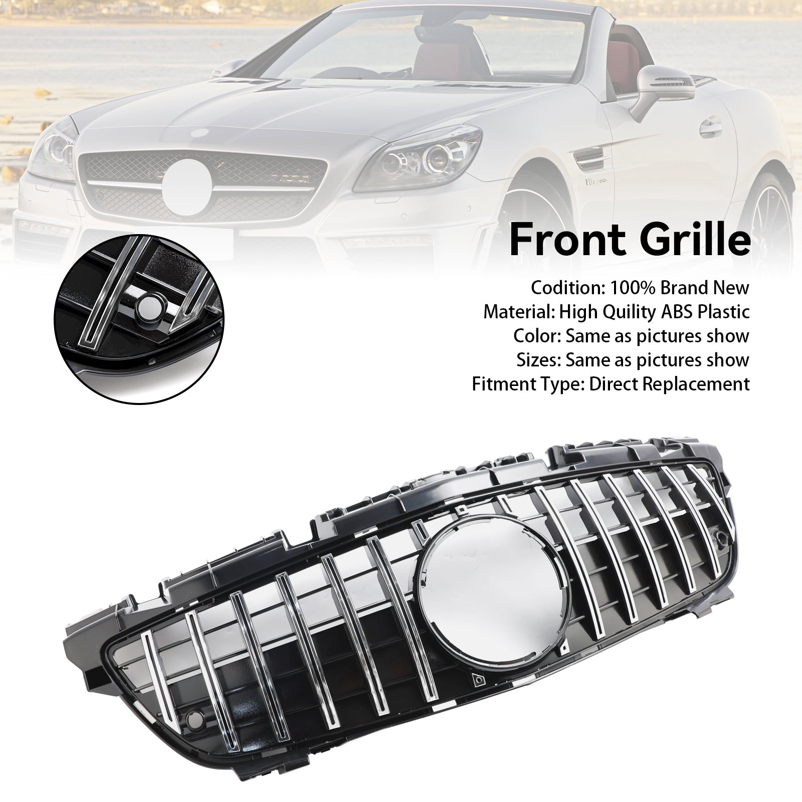 2011-2016 Mercedes-Benz SLK-Class R172 SLK55 Chrome Front Radiator Grille
