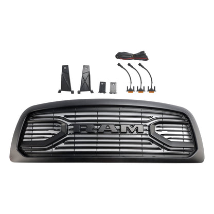 2009-2012 Dodge Ram 1500 Matte Black Front Bumper Grille with LED Light