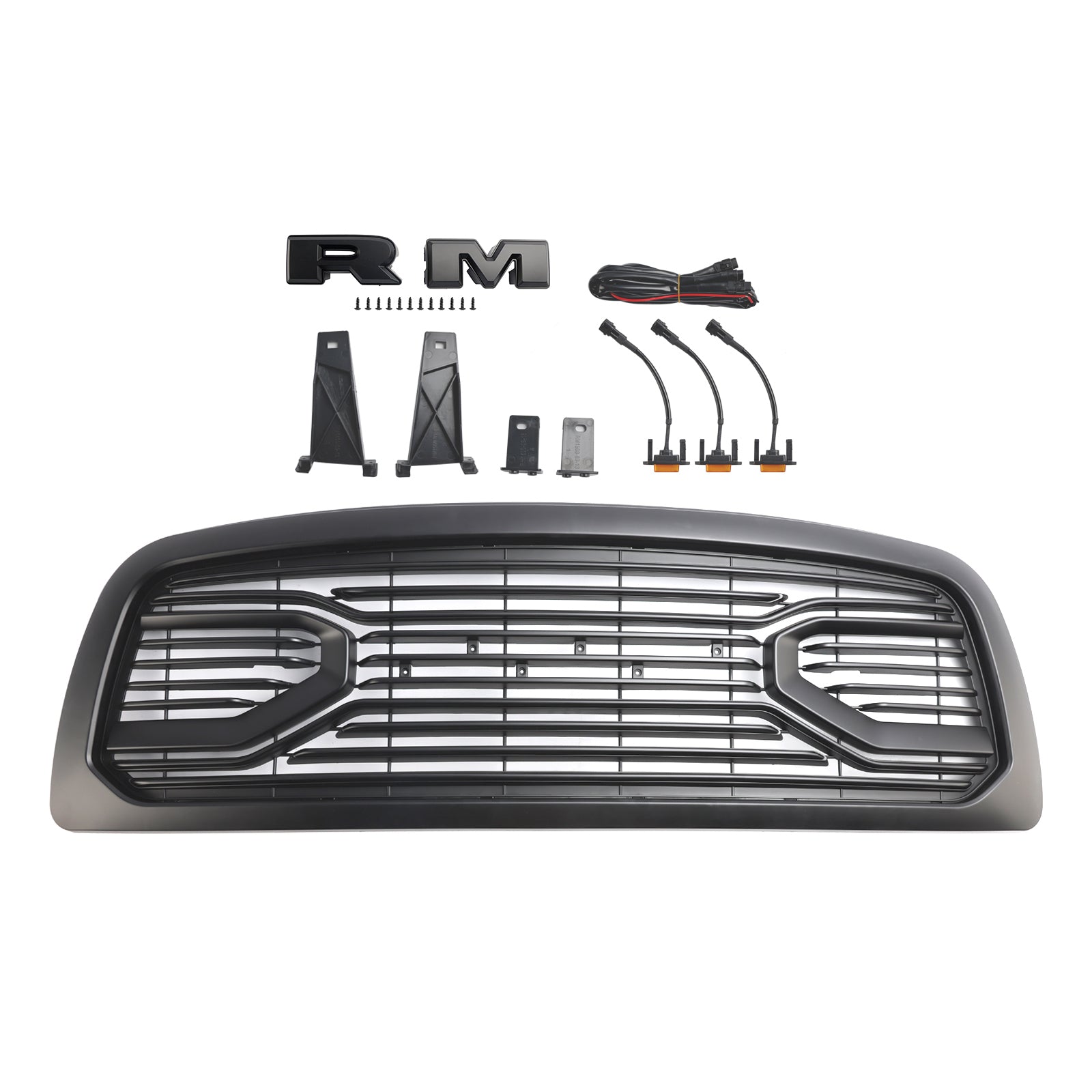 2009-2012 Dodge Ram 1500 Matte Black Front Bumper Grille with LED Light