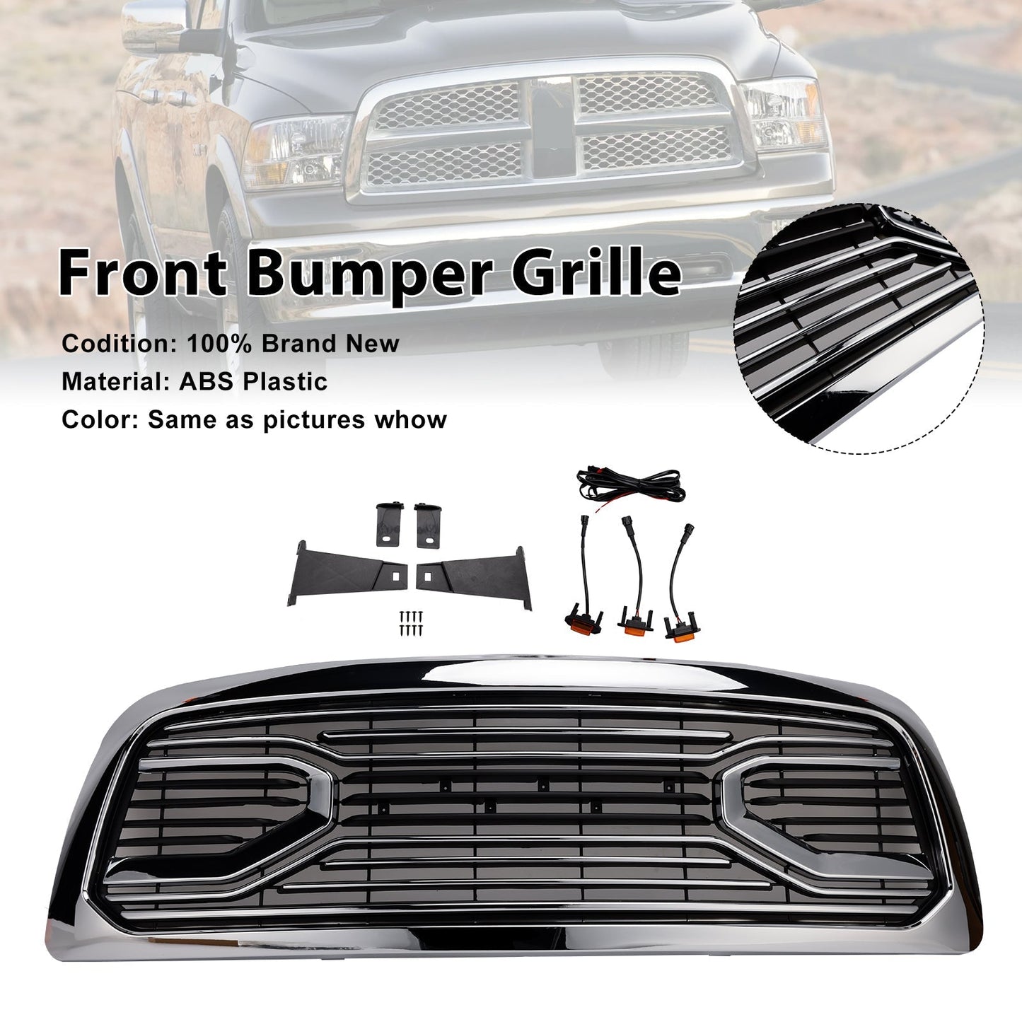 2009-2012 Dodge Ram 1500 Chrome Front Bumper Grille with LED Light