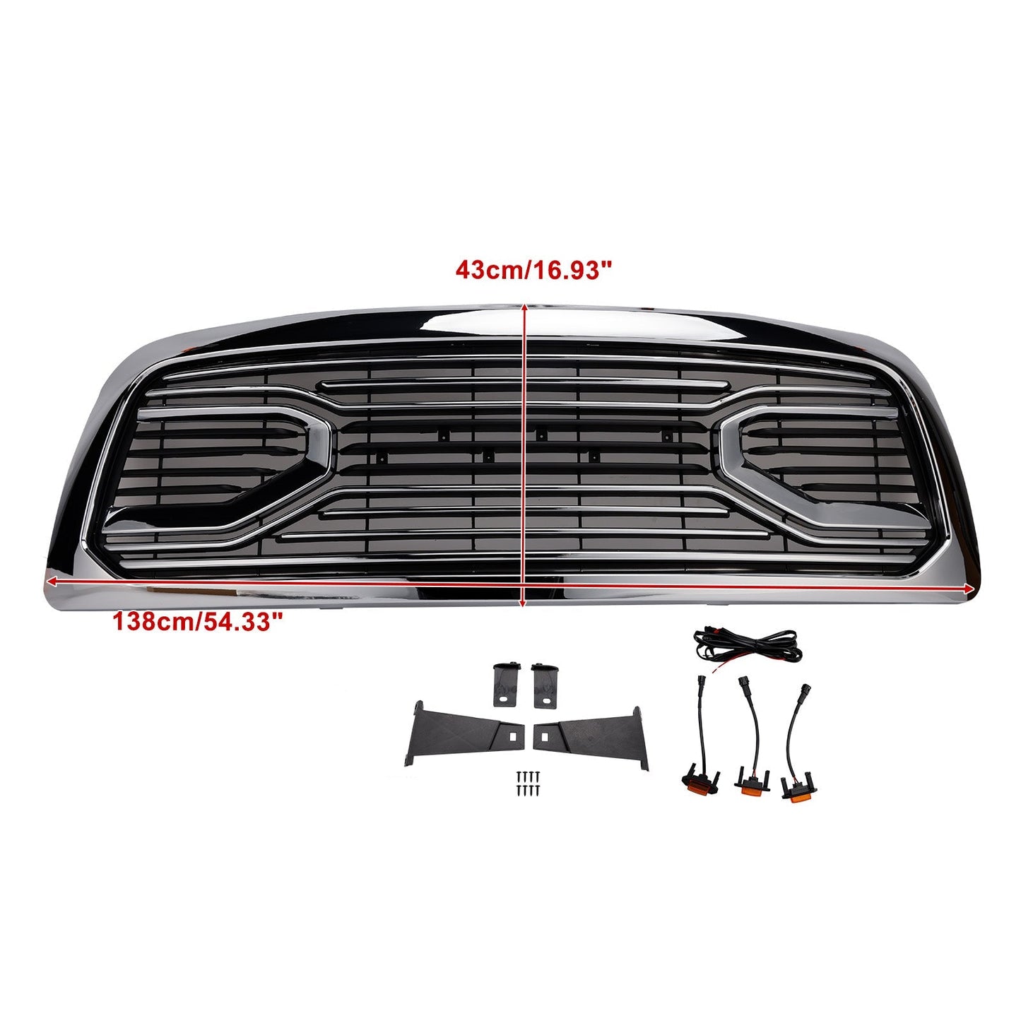 2009-2012 Dodge Ram 1500 Chrome Front Bumper Grille with LED Light