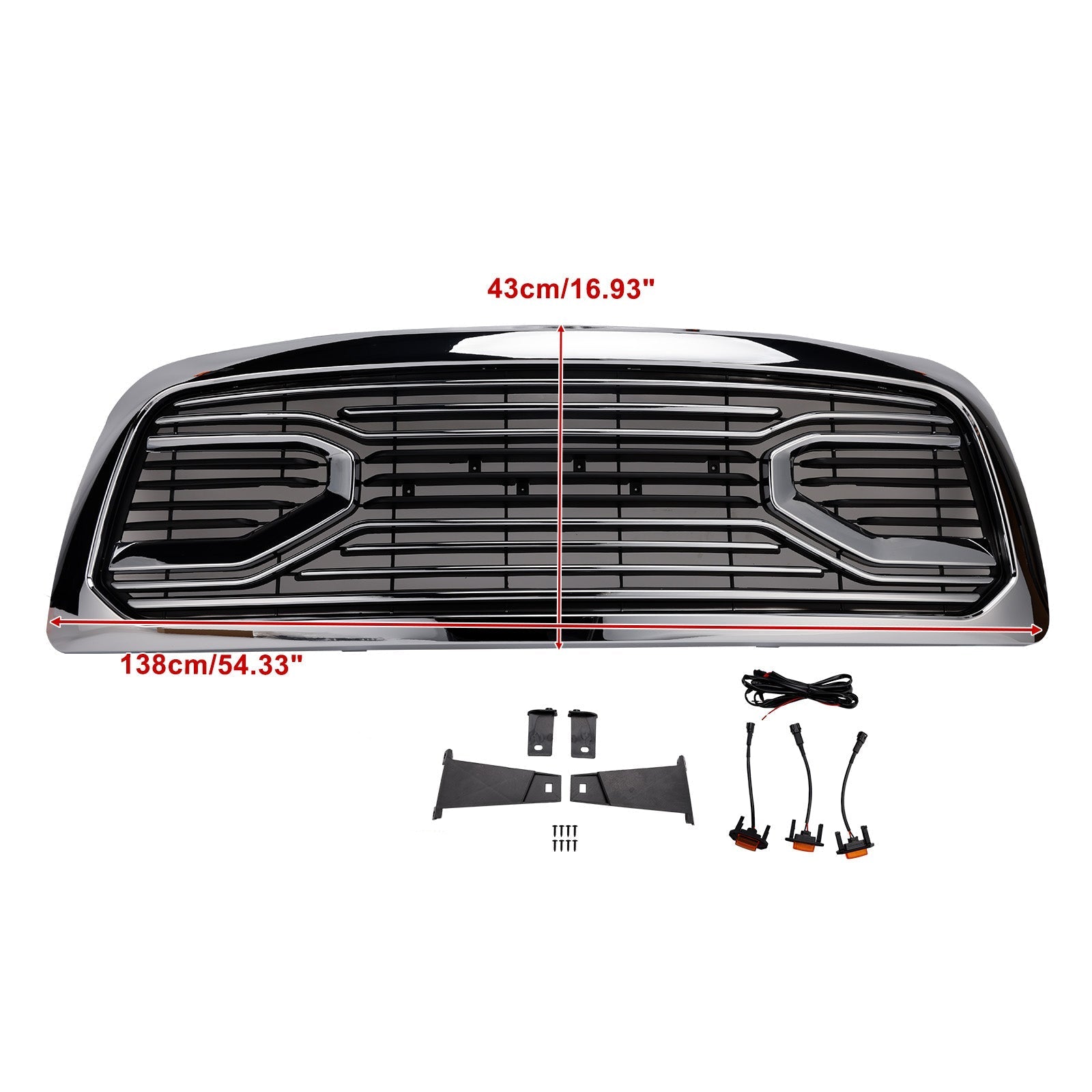 2009-2012 Dodge Ram 1500 Chrome Front Bumper Grille with LED Light