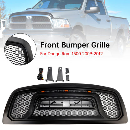2009-2012 Dodge Ram 1500 Black Front Bumper Grille with LED Light
