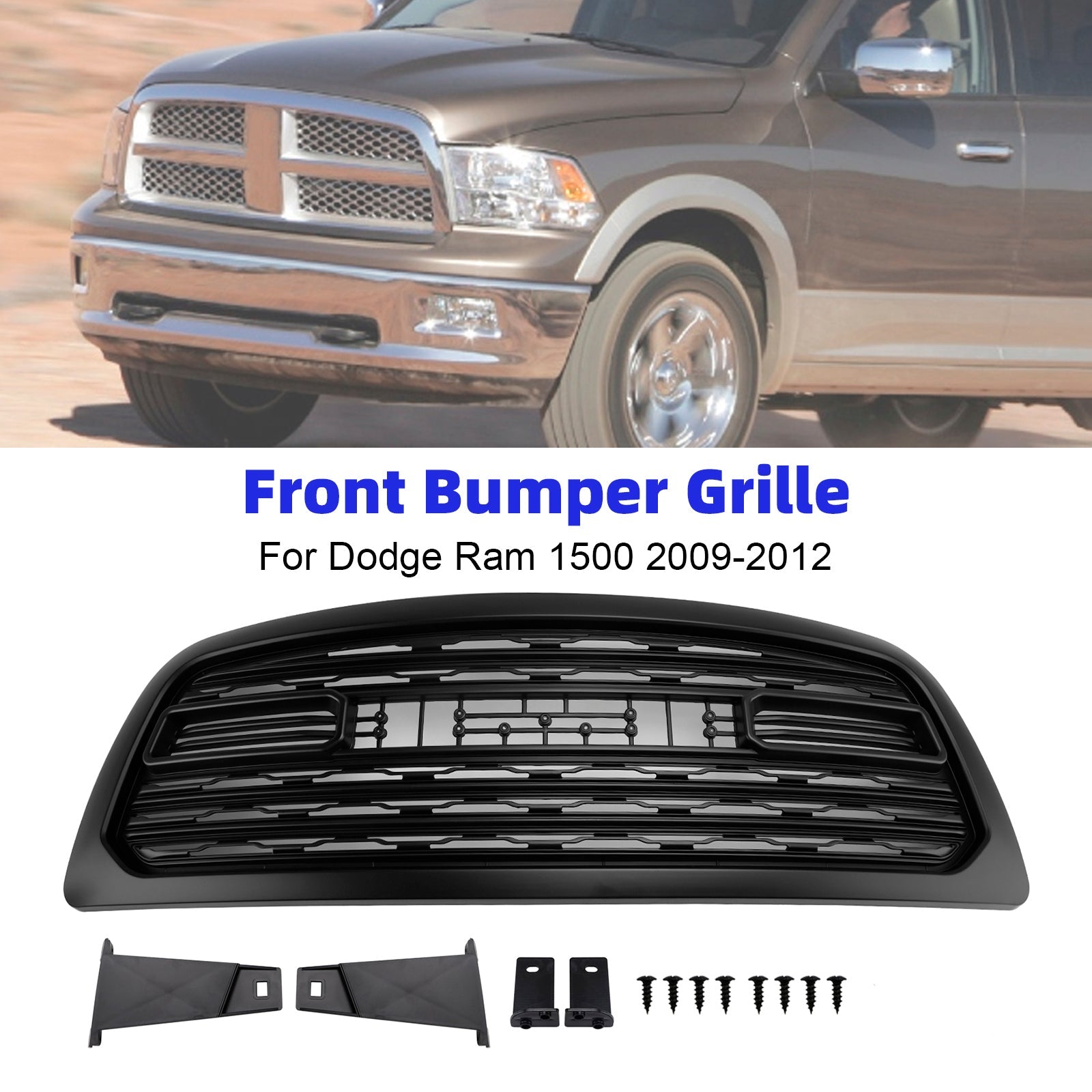 2009-2012 Dodge Ram 1500 LTD Style Front Bumper Grille with LED Light