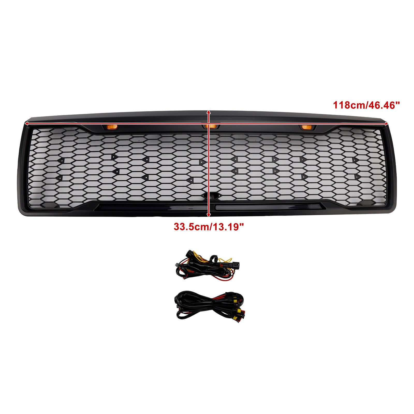 1992-1996 Ford F150 Matte Black Front Honeycomb Bumper Grill W/ Led