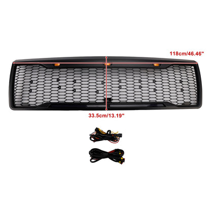 1992-1996 Ford F150 Matte Black Front Honeycomb Bumper Grill W/ Led