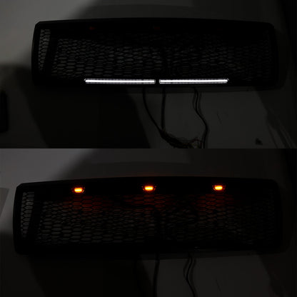 1992-1996 Ford F150 Matte Black Front Honeycomb Bumper Grill W/ Led