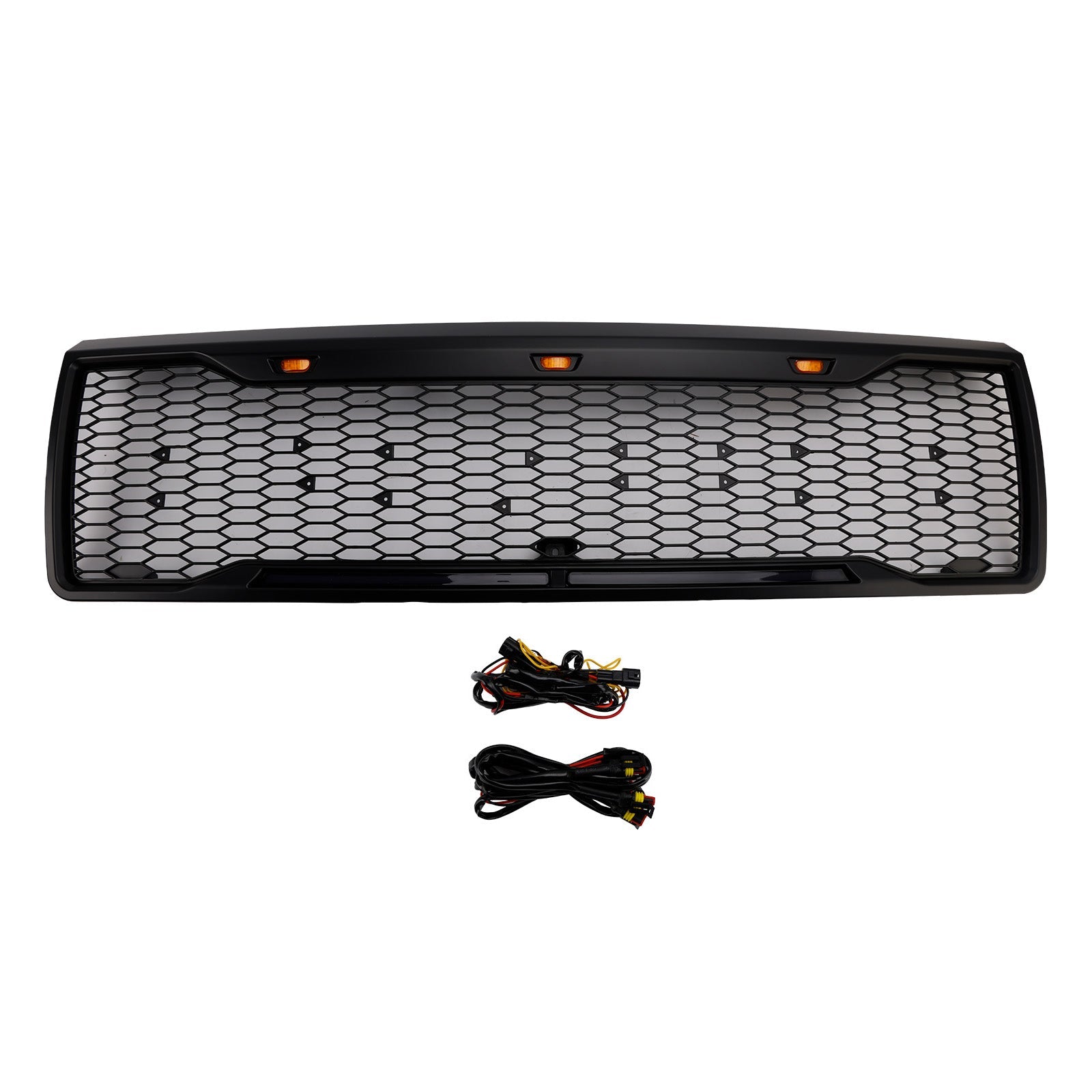 1992-1996 Ford F150 Matte Black Front Honeycomb Bumper Grill W/ Led