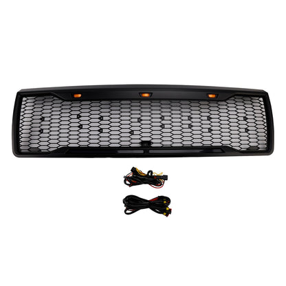 1992-1996 Ford F150 Matte Black Front Honeycomb Bumper Grill W/ Led
