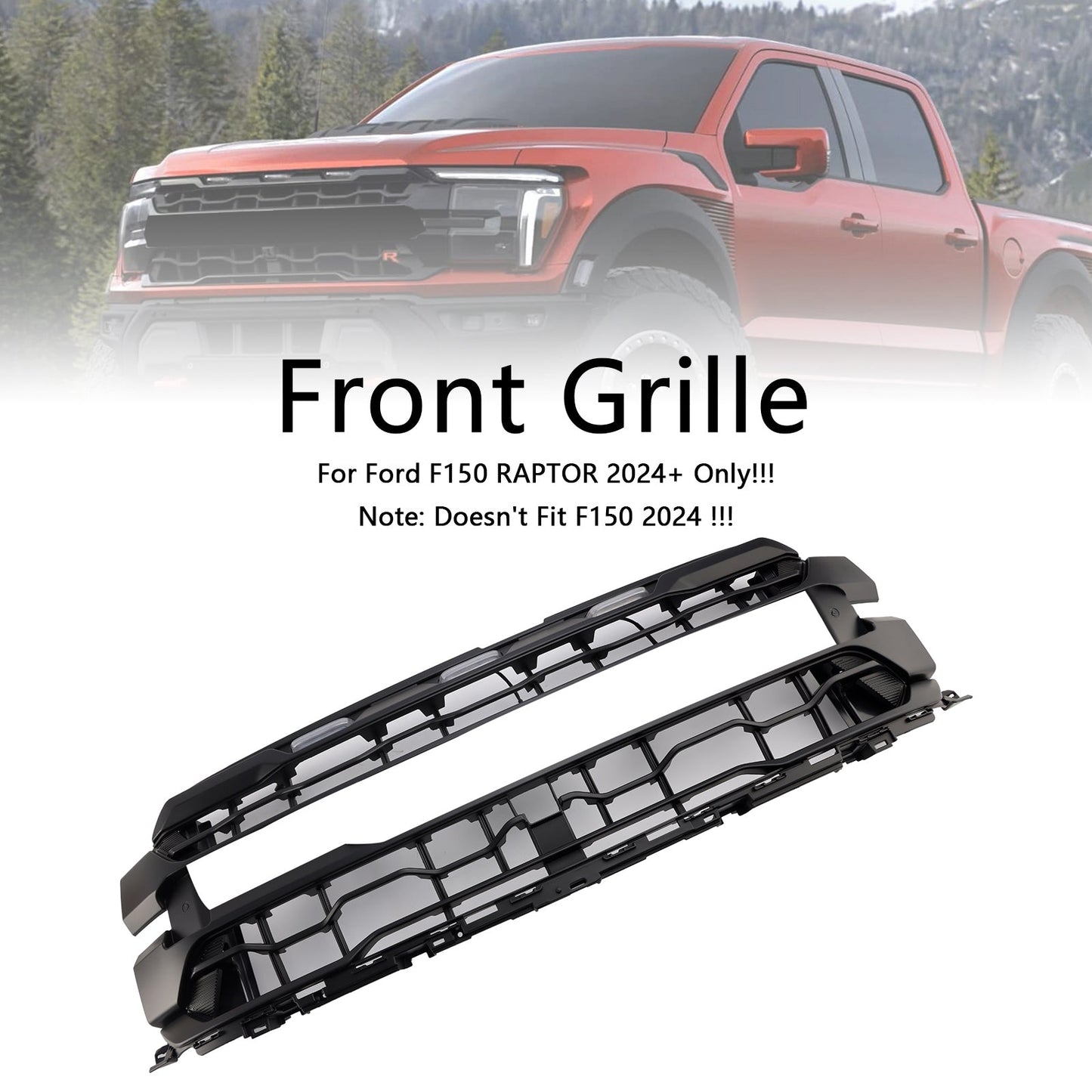2024-On Ford F150 Raptor Only Black Front Bumper Grille Grill Generic