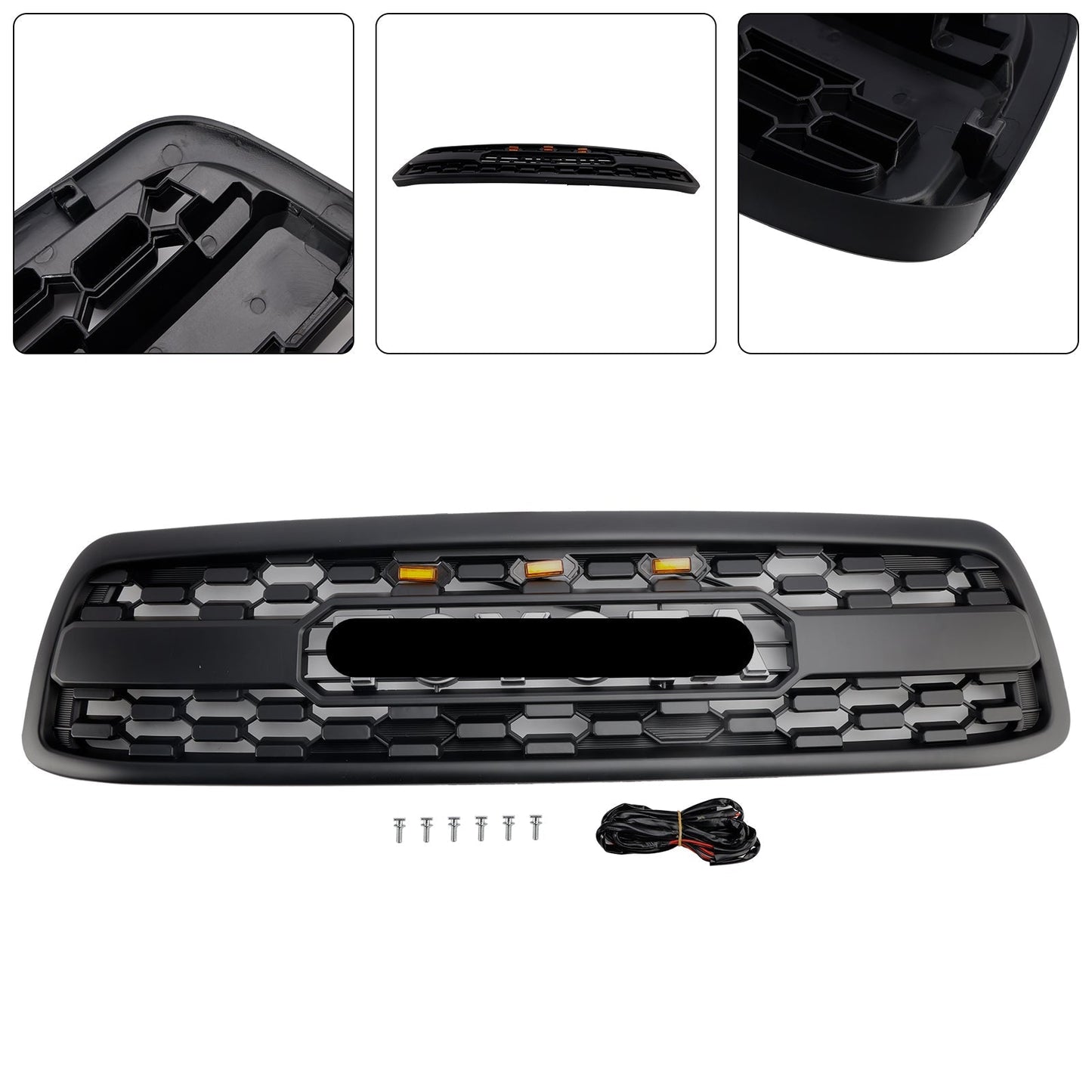 2000-2002 Toyota Tundra Matte Black Front Bumper Grill Grille W/Led Generic
