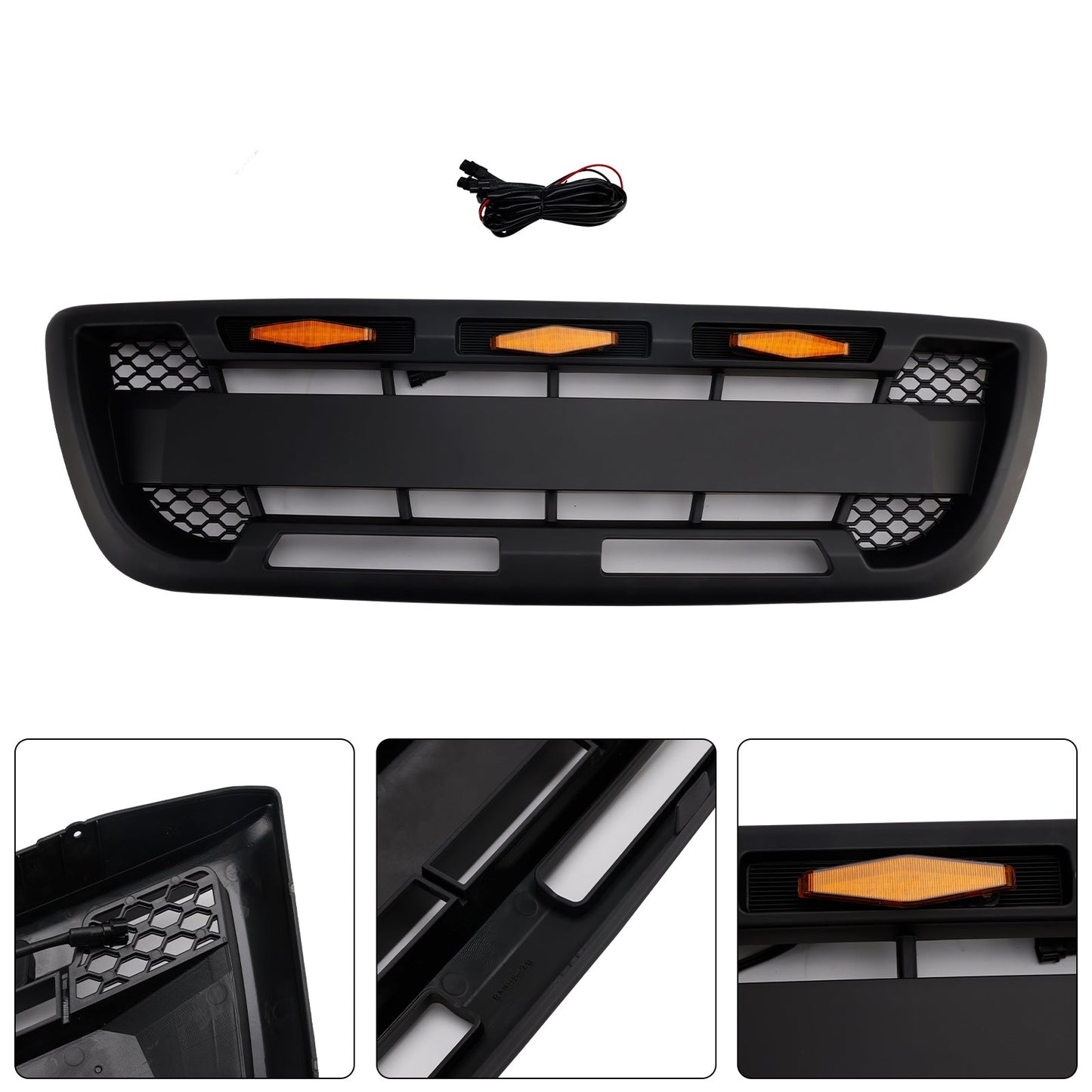 Ford Ranger 1998-2000 Matt Black Front Bumper Grill Grille With LED Light