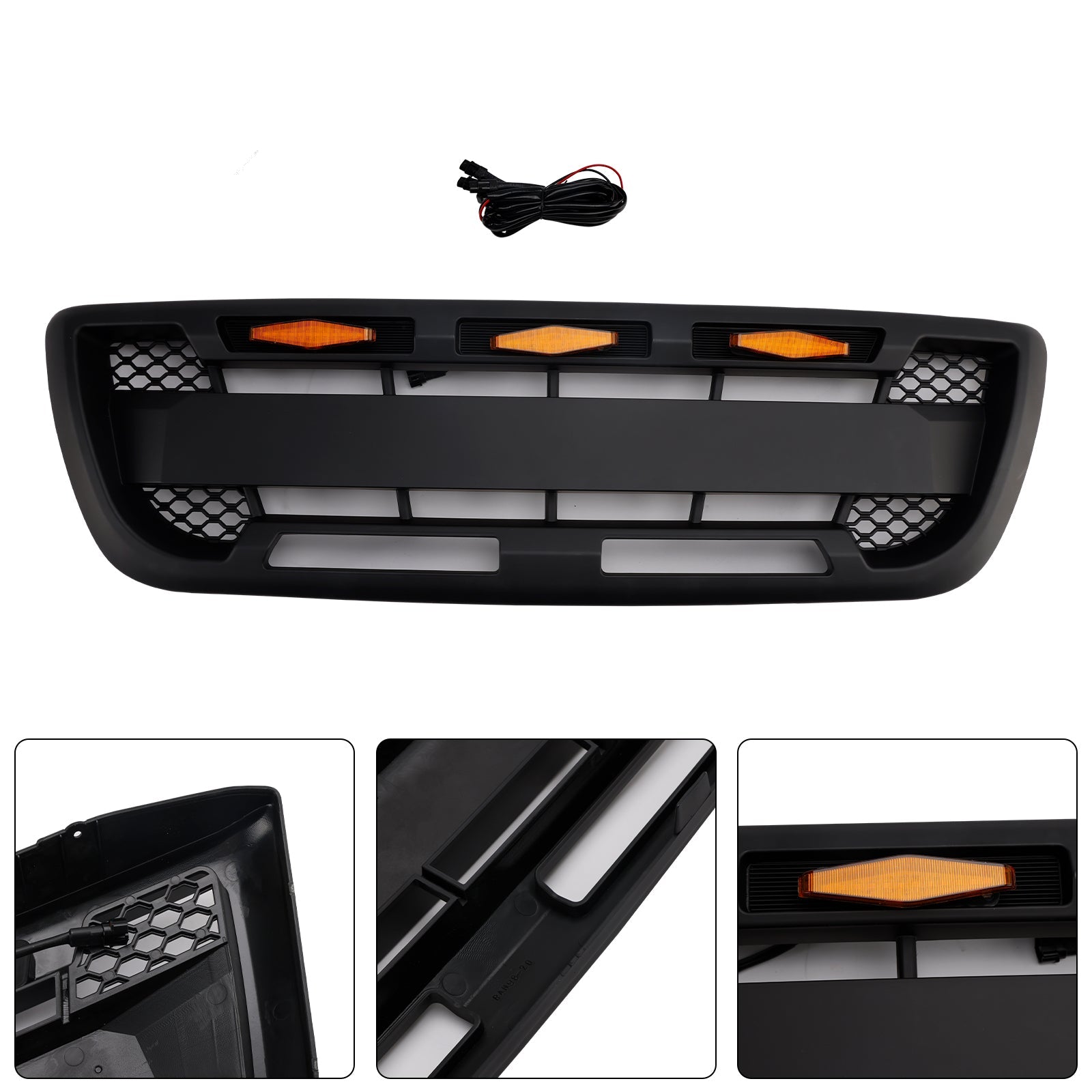 Ford Ranger 1998-2000 Matt Black Front Bumper Grill Grille With LED Light