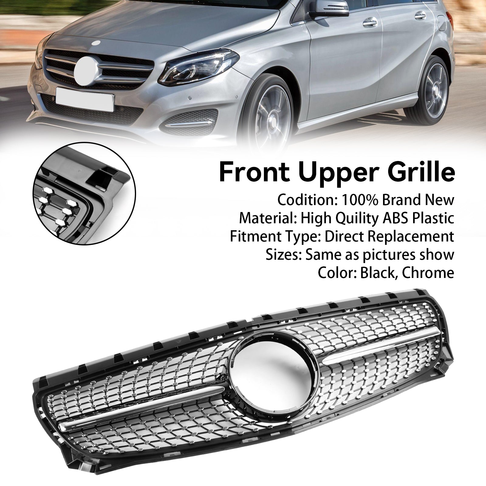 2011-2014 Mercedes-Benz B-Class W246 B160 Diamond Front Radiator Grille (A2468850722)