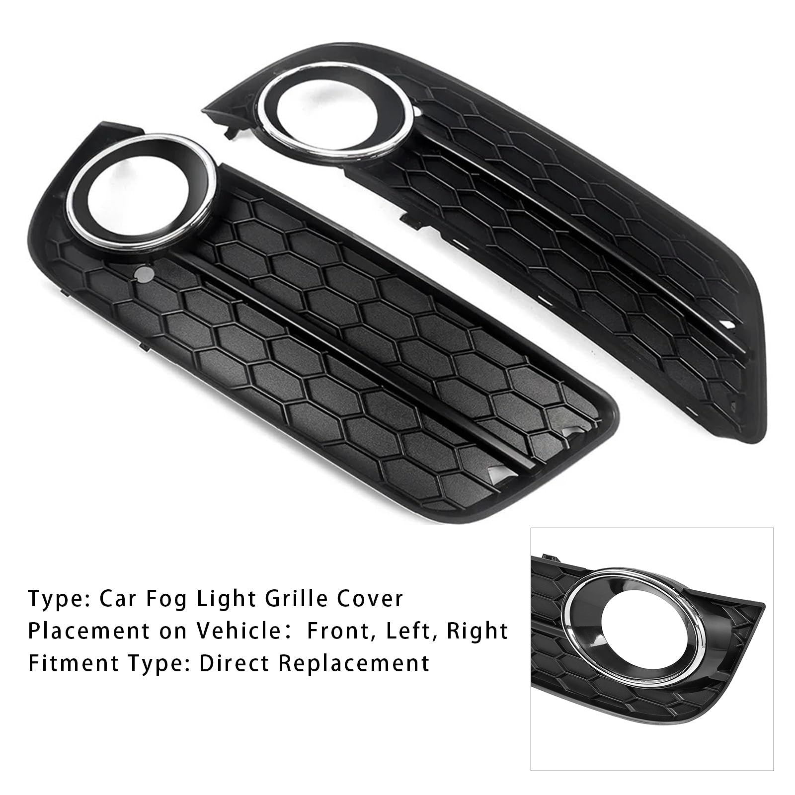 2008-2011 Audi A5 Front Fog Lamp Grille — Pair (8T0807681 / 8T0807682)