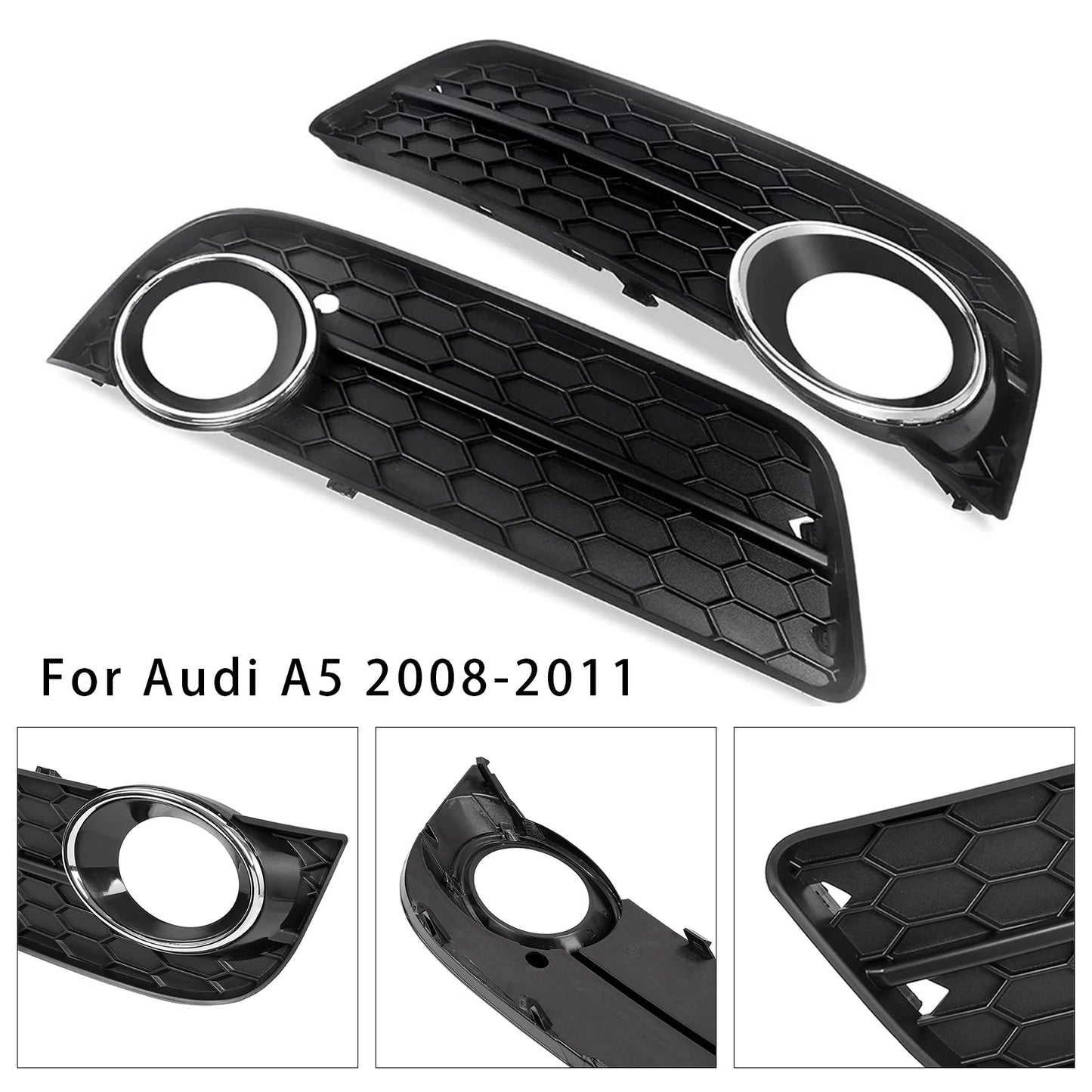 2008-2011 Audi A5 Front Fog Lamp Grille — Pair (8T0807681 / 8T0807682)