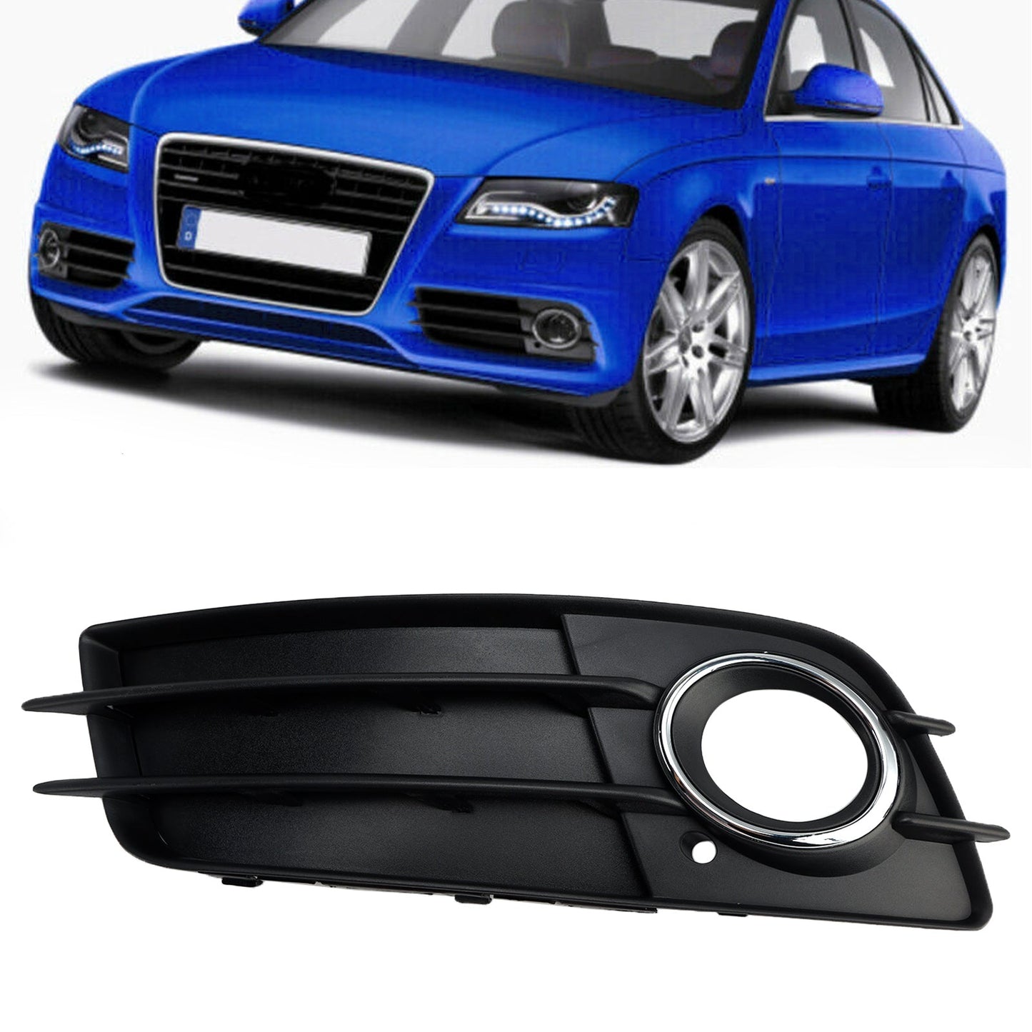 2008-2012 Audi A4 B8 S-Line S4 Fog Light Grill — Pair (8K0807681C01C / 8K0807682C01C)