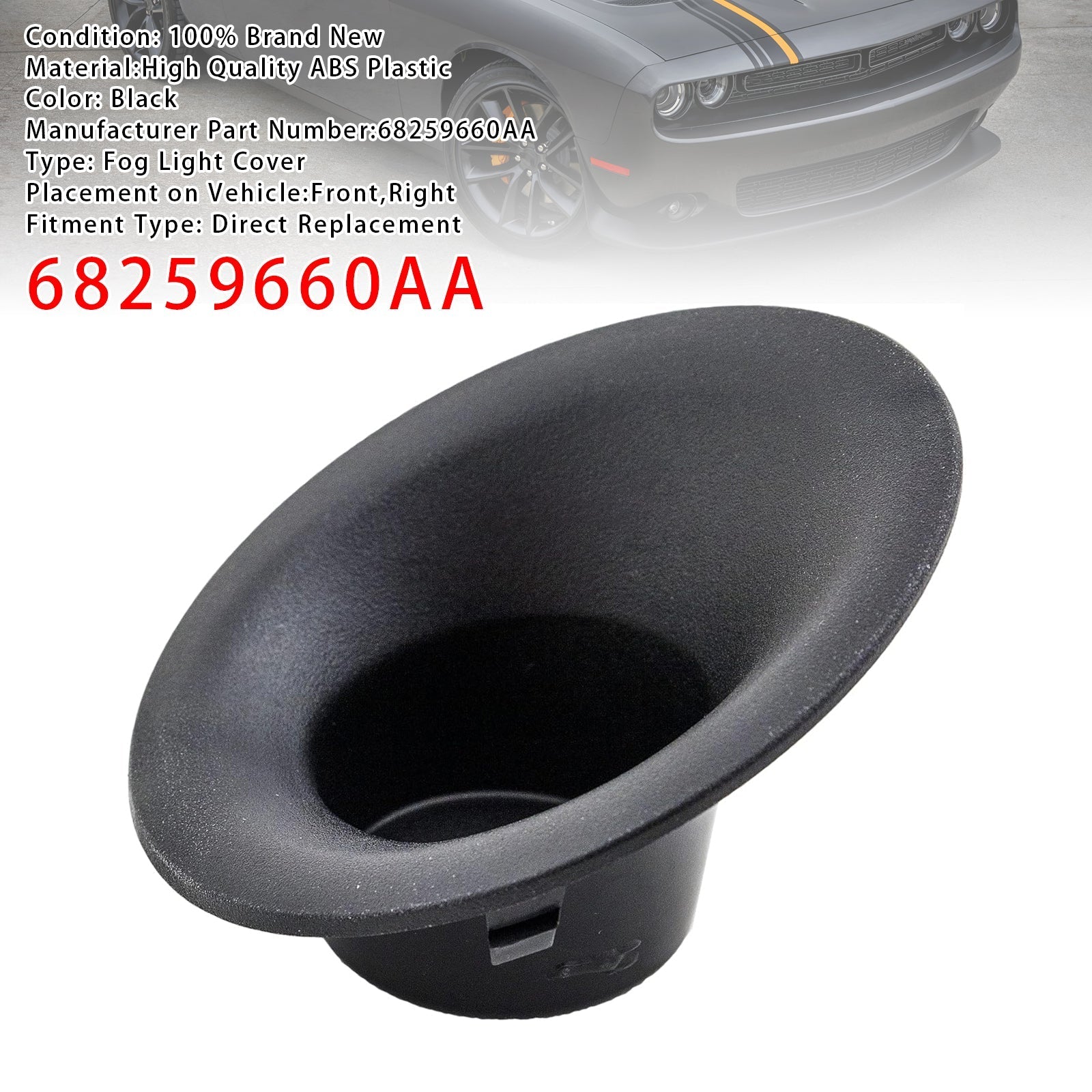 2015-2022 Dodge Challenger Left Side Fog Light Cover (68259661AA)