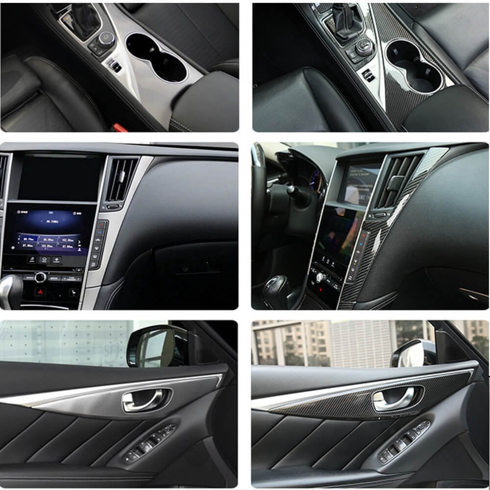 Infiniti Q50 Base and Sport Sedan 2014-2024 Interior Decoration Trims Dry Carbon Fiber