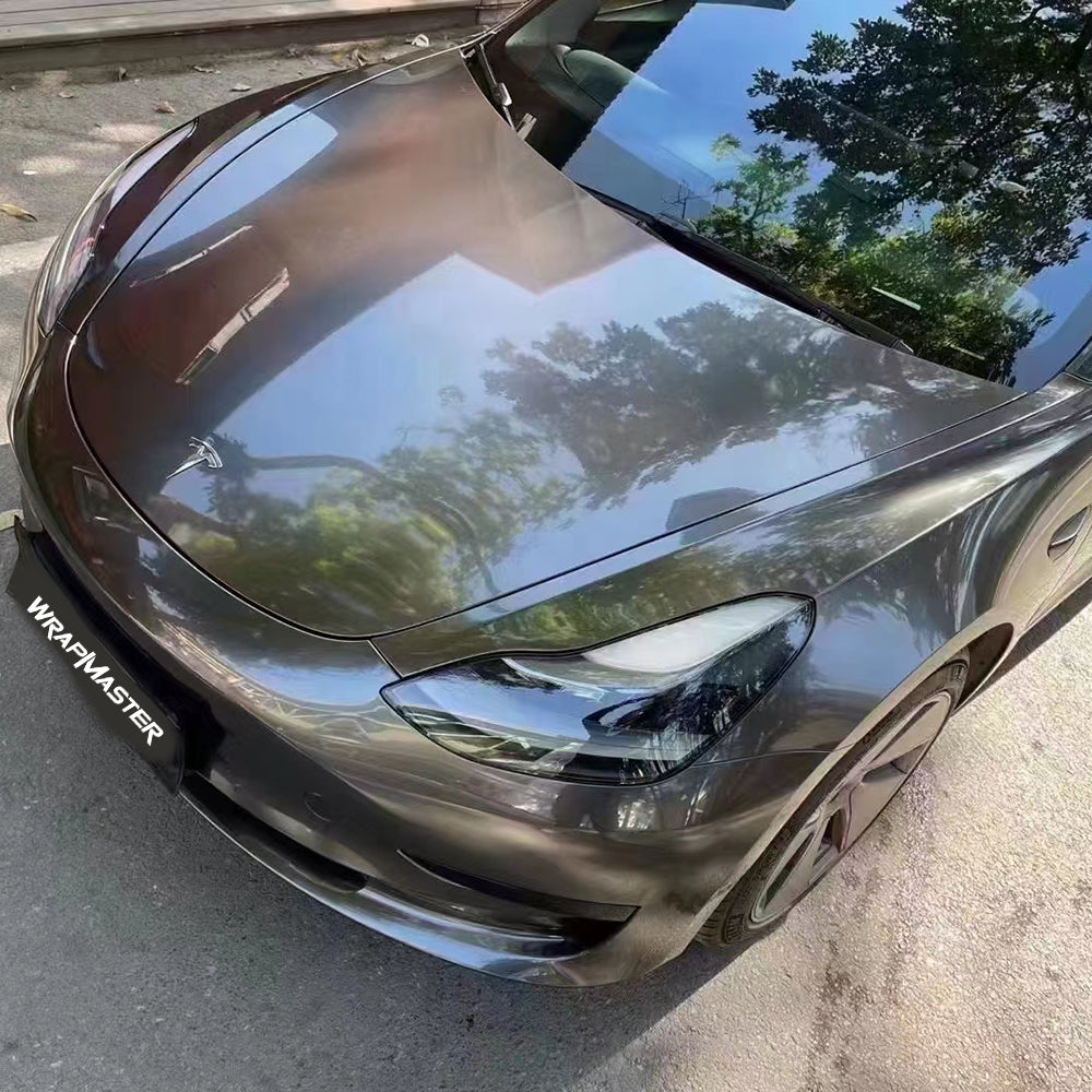 Gloss Liquid Metallic Grey Vinyl Wrap (PET Liner)