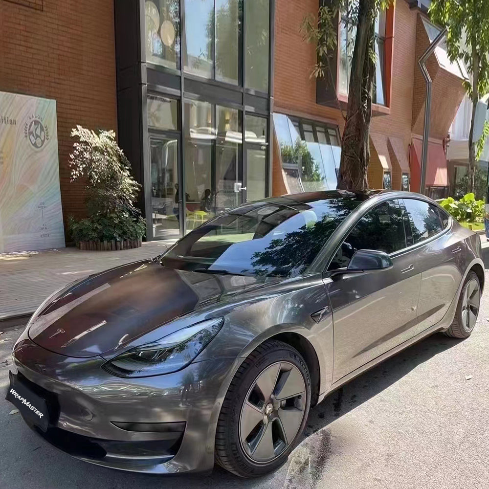 Gloss Liquid Metallic Grey Vinyl Wrap (PET Liner)