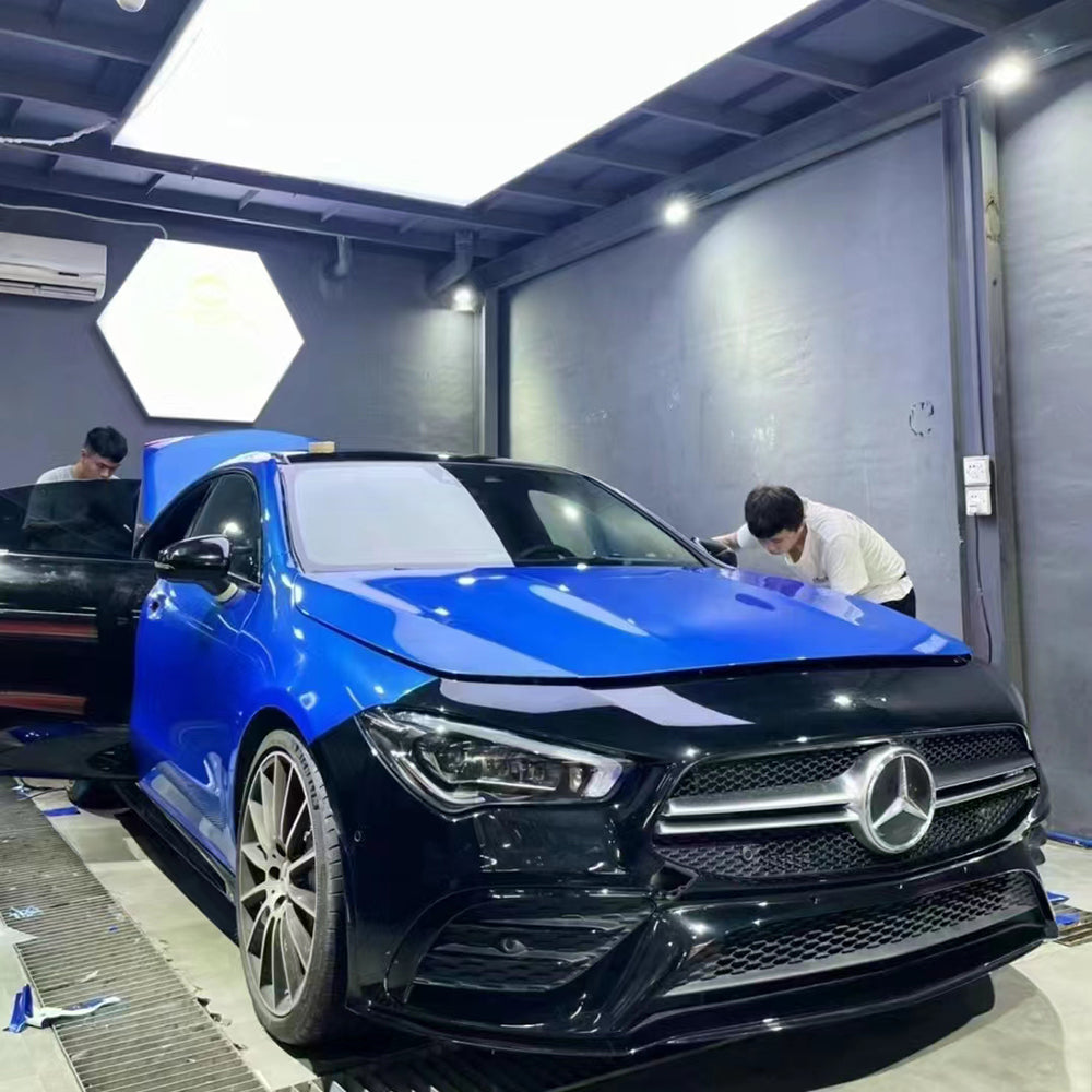 Gloss Liquid Metallic Olympic Blue Vinyl Wrap (PET Liner)