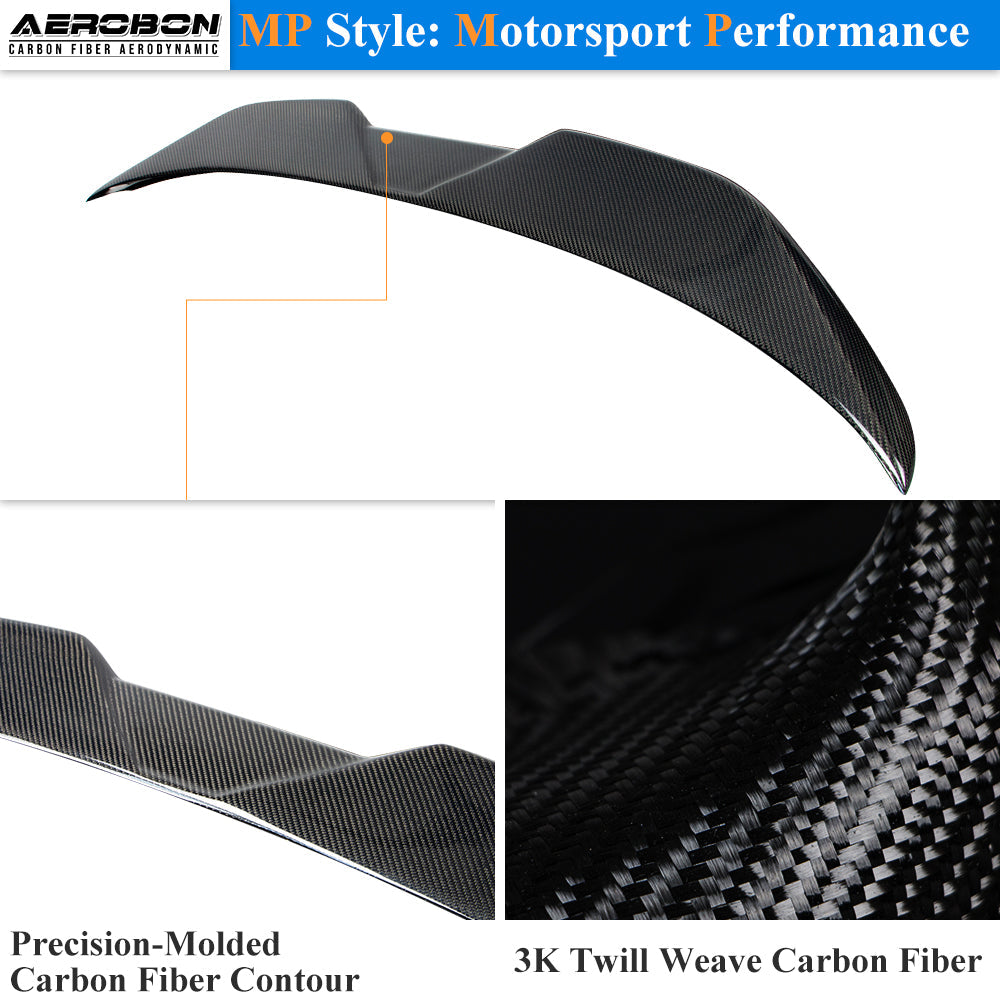 AeroBon Real Carbon Fiber Trunk Spoiler Compatible with 2021-2025 BMW 4 Series G22 Coupe and M4 G82 Coupe Spoiler (MP Style)