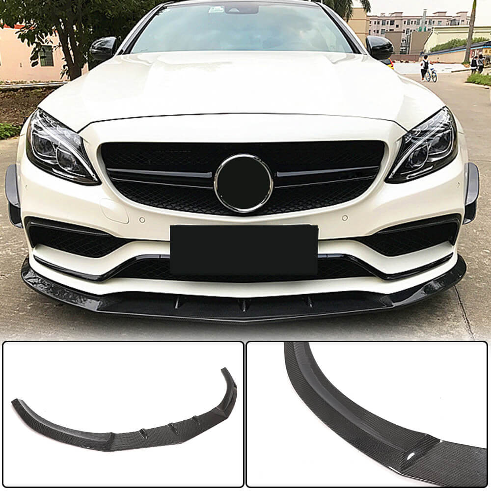 Mercedes Benz W205 C63 (S) AMG Pre-facelift 2015-2019 Front Bumper Lip Carbon Fiber