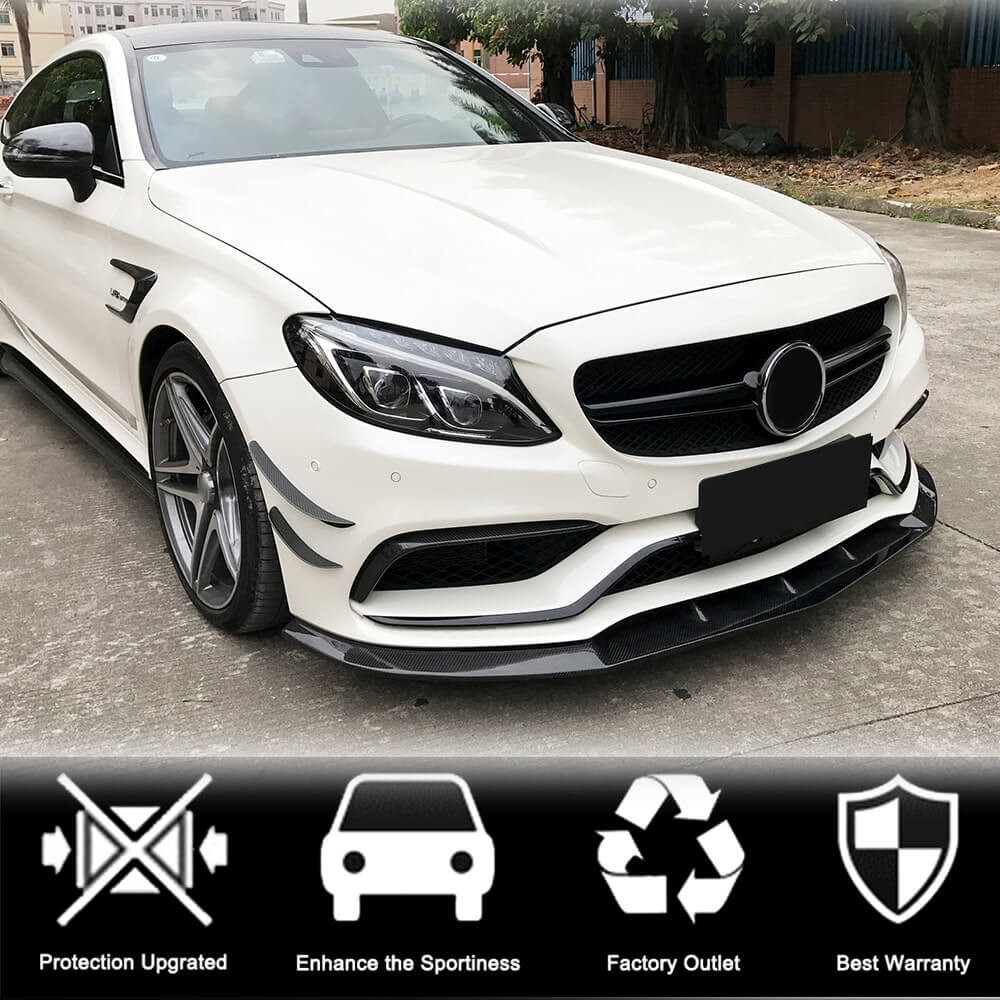 Mercedes Benz W205 C63 (S) AMG Pre-facelift 2015-2019 Front Bumper Lip Carbon Fiber