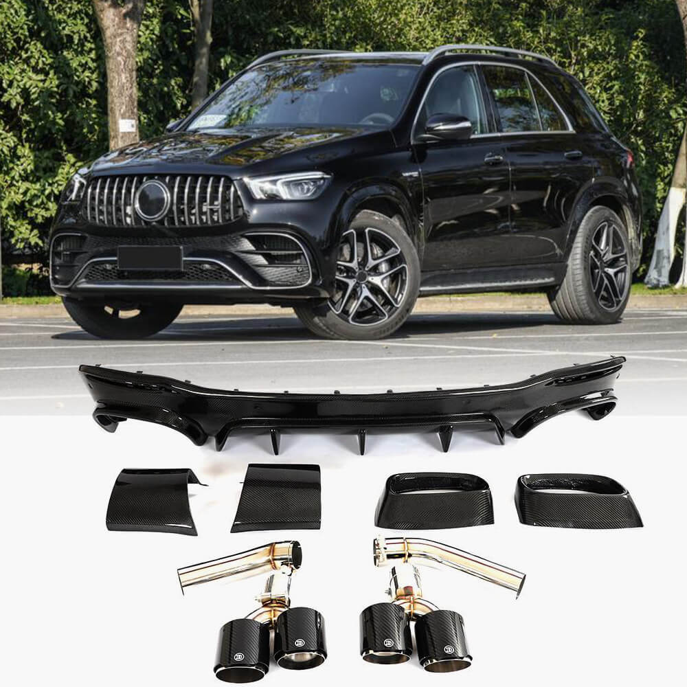 Mercedes Benz GLE Class W167 C167 GLE63 AMG 2021-2023 Rear Bumper Diffuser Carbon Fiber(With Exhaust Tips Tailpipe)