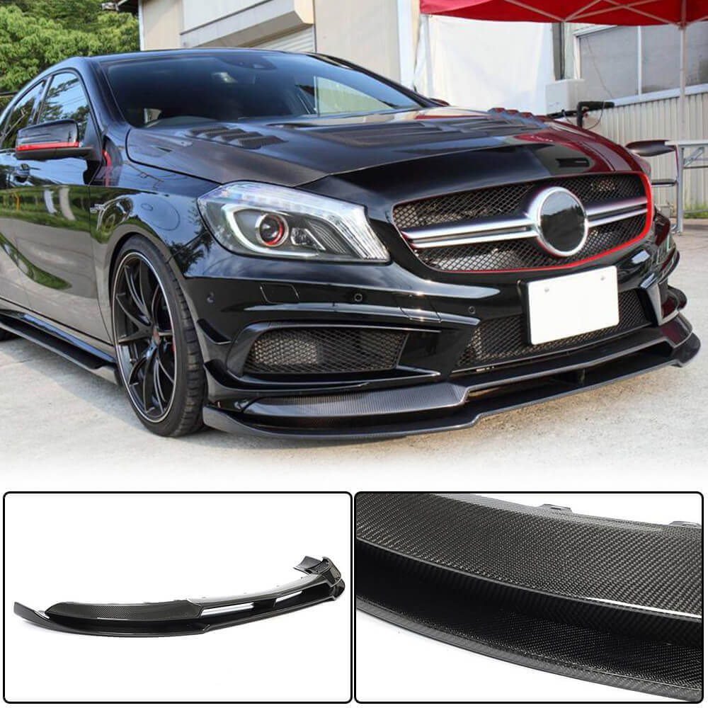 Mercedes Benz A Class W176 Sport A45 AMG Pre-facelift 2013-2015 Front Bumper Lip Carbon Fiber