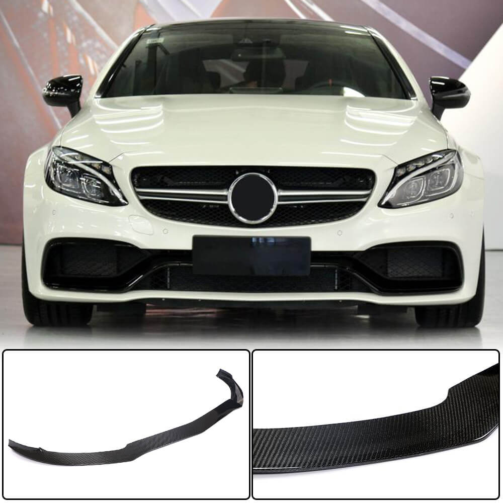 Mercedes Benz (W205) C205 A205 C63 S AMG Pre-facelift 2015-2019 Front Bumper Lip Carbon Fiber