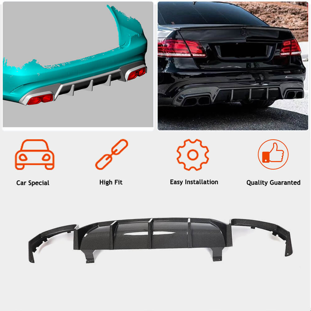 Mercedes Benz W212 E63 AMG Facelift 2013-2016 Carbon Fiber Rear Bumper Diffuser