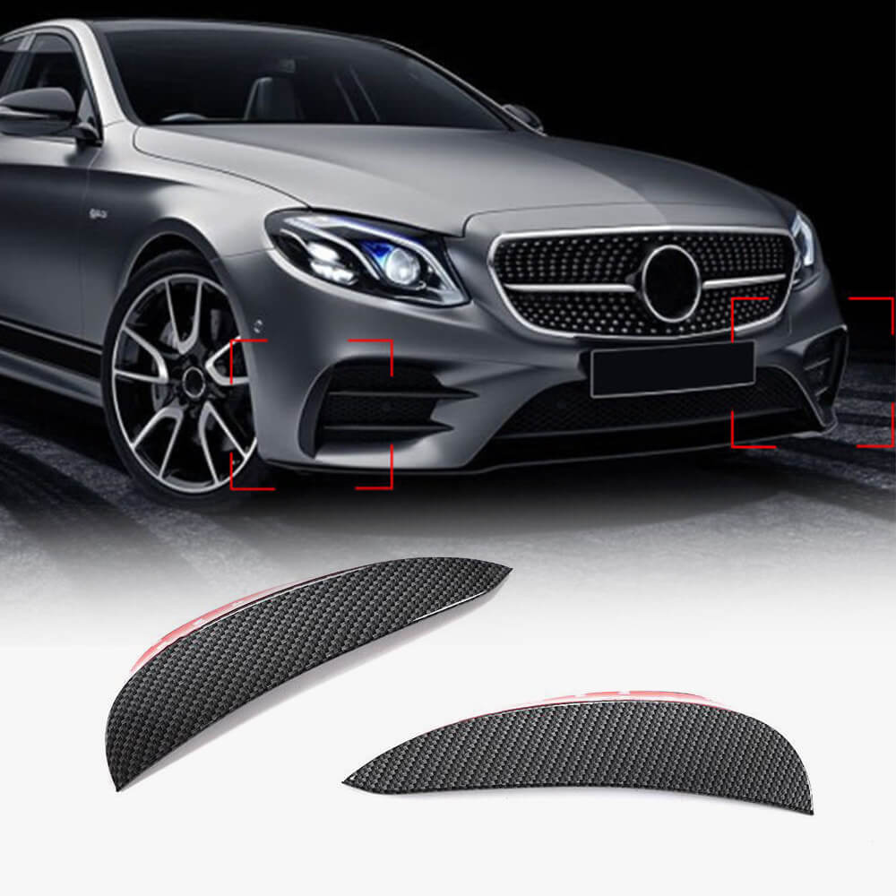 For Mercedes Benz W213 Sport E43 AMG Carbon Look Front Bumper Fins Air Vent Canards Body Kits