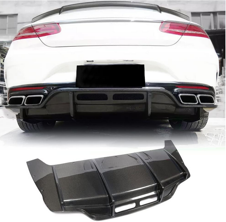 Mercedes Benz (W217) C217 S500 S550 Sport Pre-facelift 2015-2017 Rear Bumper Diffuser Carbon Fiber