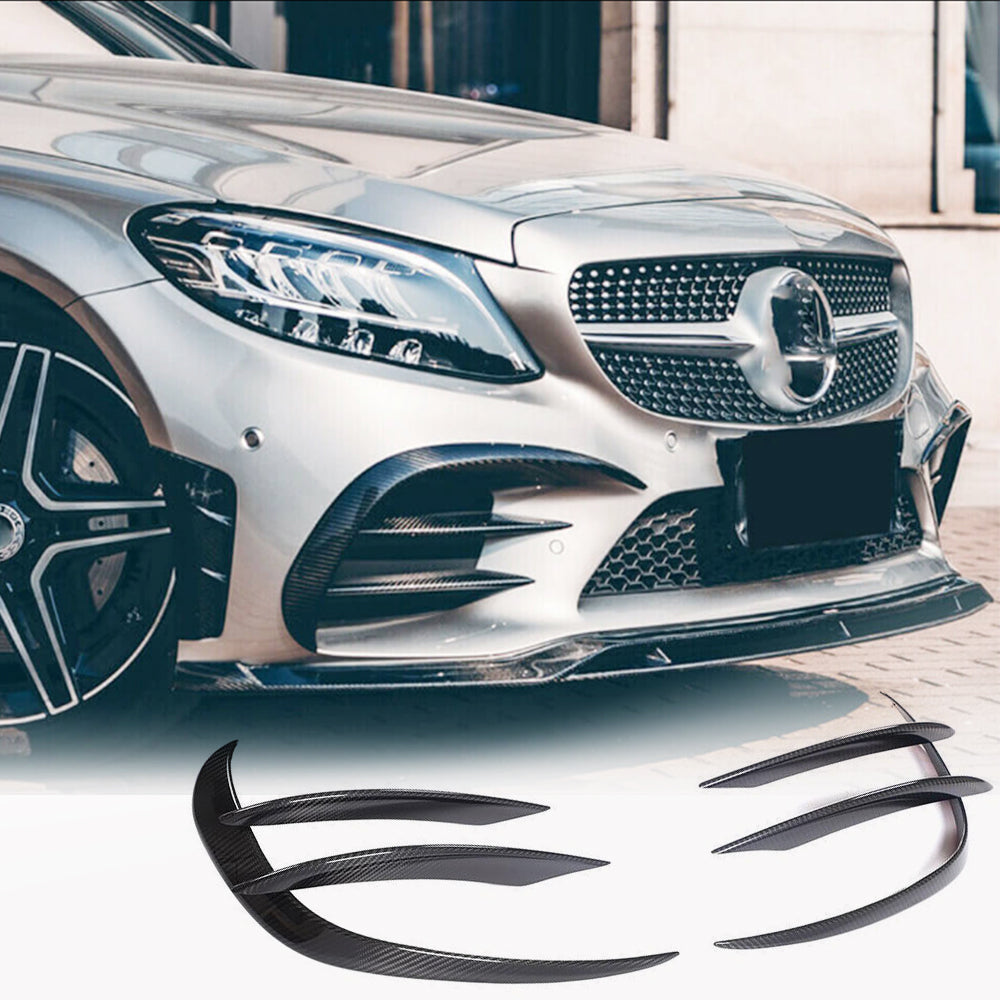 Mercedes Benz W205 C205 A205 Sport C43 AMG Facelift 2019-2021 Front Bumper Fins Full Carbon Fiber/FRP