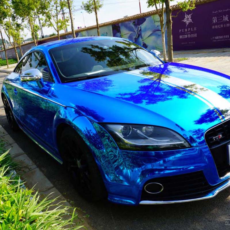 High Stretch Mirror Blue Chrome Vinyl Wrap
