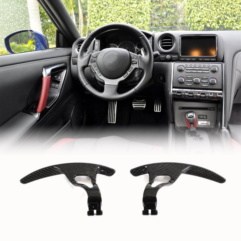 Nissan GTR GT-R Coupe 2-Door 2008-2016 Paddle Shifter Extensions Cover Trim Carbon Fiber